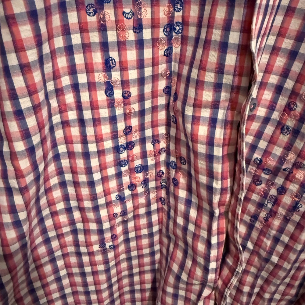 Robert Graham Dress Shirt Medium Classic Fit Red White Gingham Check Paisley - Picture 4 of 11